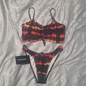 Red and Black Tie Dye Bikini